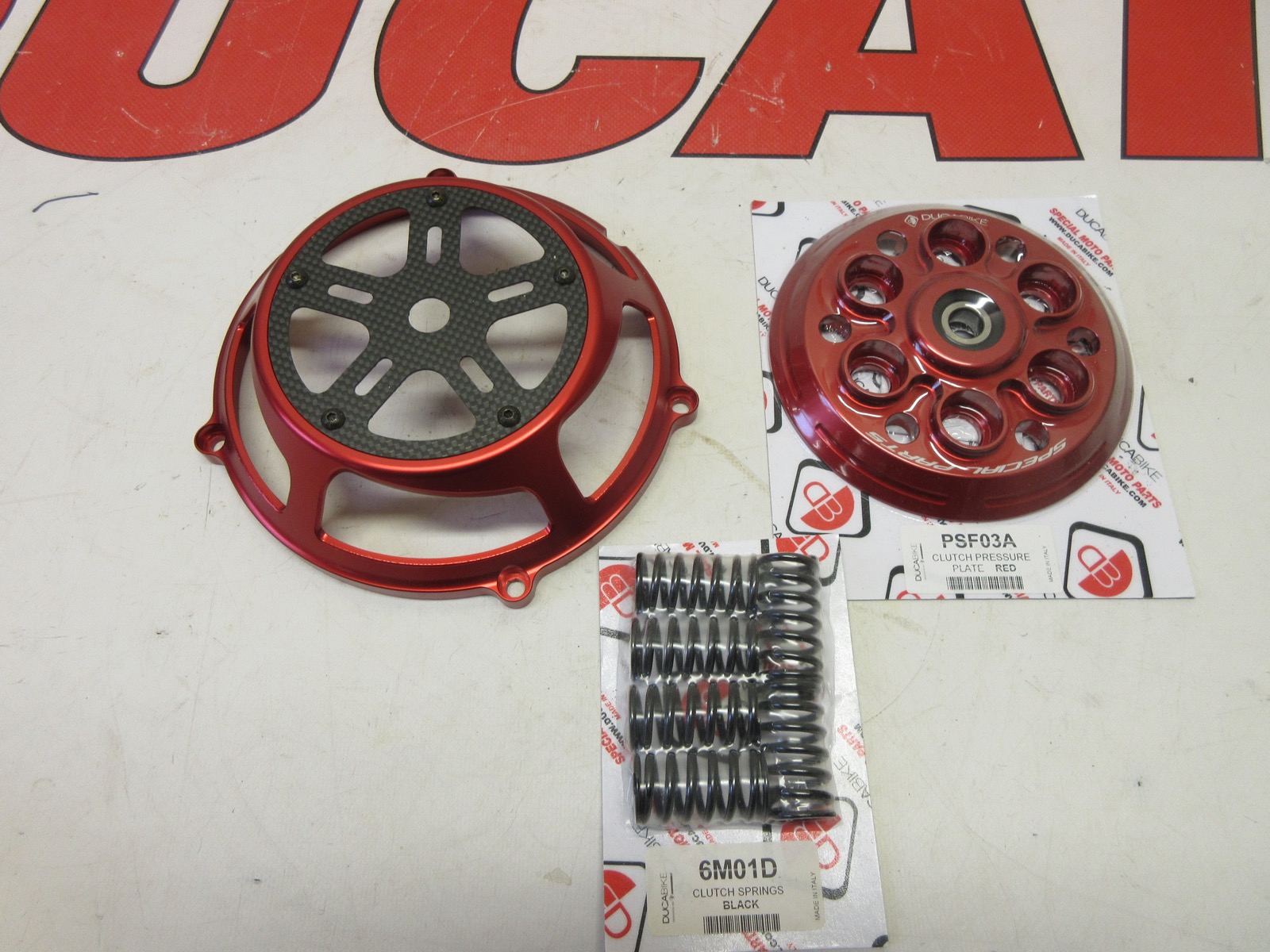 Ducati Ducabike clutch protection cover carbon RED & pressure plate and springs
