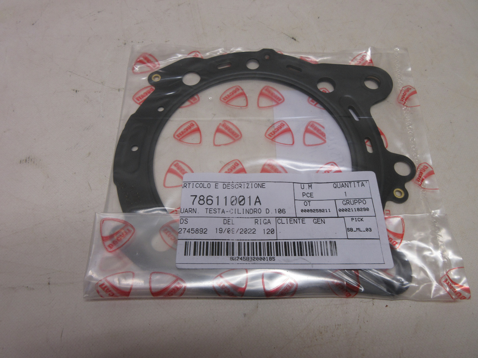 Ducati genuine OEM head gasket Multistrada / Diavel 1200 78611001A